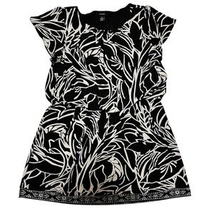 Alfani Black & White Leaf Pattern Top SZ M